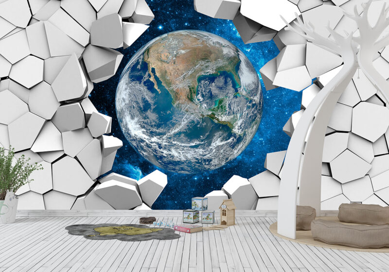 Foto tapeta Planeta Zemlja iza zida na zidu